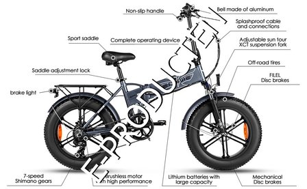 Engwe EP-2 pro 750W 20''' 13 AH - Elektrische fiets - FATBIKE GRIJSBLAUW