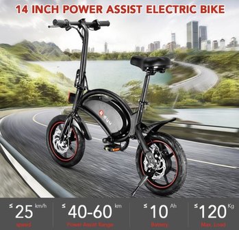 DYU D3F  Elektrische fiets 14 inch - deels opvouwbaar- zwart - 2024 model