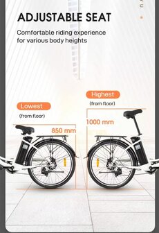 DYU C6 12.5 AH  - Elektrische fiets -  26 inch 250W  -- uitneembare batterij wit of zwart