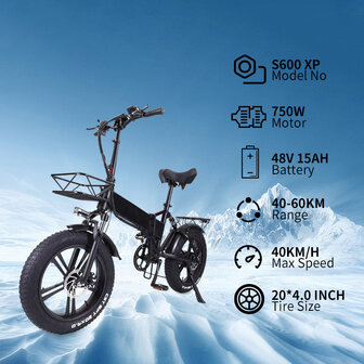 S600XP  20&#039;&#039;&#039; 15 AH - Elektrische fiets -  Zwart