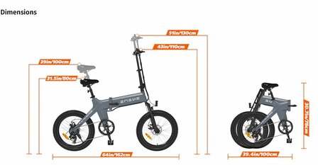 Engwe C20 Pro 250W 20&#039;&#039; 15.6 AH - Elektrische fiets - Zwart