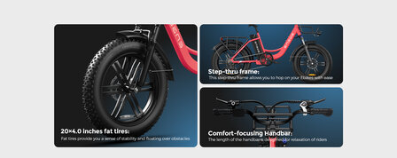 Engwe L20 - 20 INCH - Elektrische fatbike- Lage instap- 4 kleuren -- Achter en voorrek - Multifunctioneel 