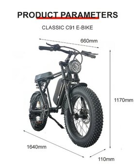 C91 20 INCH Fatbike 20AH Elektrische fat bike zwarte zadel VOORRAAD!! ACTIE 250W
