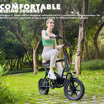 Windgoo F1 -14 inch - e bike - elektrische fiets - zwart - mini fatbike - shopper ebike