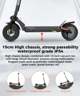 iScooter iX4 Elektrische Scooter 48V 15Ah 800W 10 inch 40-45KM 