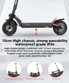 iScooter iX4 Elektrische Scooter 48V 15Ah 800W 10 inch Opvouwbare Bromscooter 40-45KM Bereik Maximale Belasting 150Kg