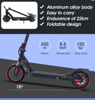 Maxwheel E9 pro | Elektrische step | Max. Snelheid 25 km/u | Cruise control | Max. actieradius 30km | iOS/Android App | Anti-lek banden |