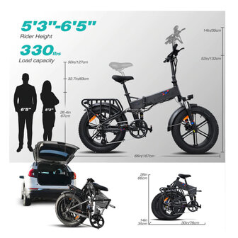 Engwe Engine X - Elektrische fatbike--  Opvouwbaar- Achterrek - 2 kleuren