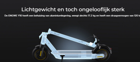 ENGWE Y1 -  opvouwbare elektrische scooter -  10 inch 3.0 inch band -  350W motor, 25 km / h snelheid, 13Ah batterij, 65 km kilometers