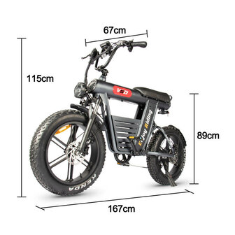 V50 15 AH Elektrische fat bike zwarte zadel 2024 MODEL!!!! 250W zilver