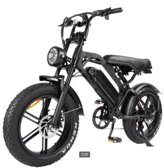 V20 15 AH Elektrische fat bike zwarte zadel 2024 MODEL - 250W zwart