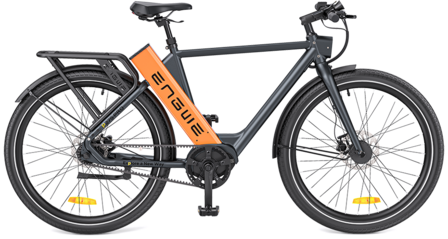 ENGWE P275 Pro- elektrische stadsfiets met bafang midden motor- - 19.2 AH- Oranje Zwart - Carbon ketting