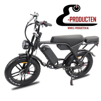 C80 Max Fatbike - Dubbele Accu - Zwart + alarm + voetsteunen + kettingkast + tas + telefoonhouder