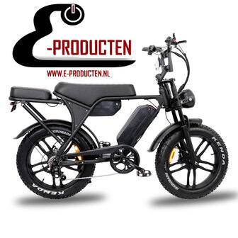 C80 Max Fatbike - Dubbele Accu - Zwart + alarm + voetsteunen + kettingkast + tas + telefoonhouder