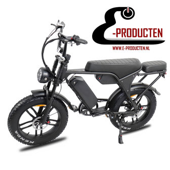 C80 Max Fatbike - Dubbele Accu - Zwart + alarm + voetsteunen + kettingkast + tas + telefoonhouder
