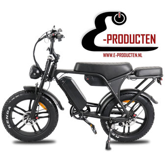 C80 Max Fatbike - Dubbele Accu - Zwart + alarm + voetsteunen + kettingkast + tas + telefoonhouder