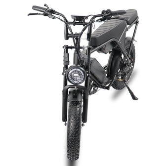 C80 Max Fatbike - Dubbele Accu - Zwart + alarm + voetsteunen + kettingkast + tas + telefoonhouder