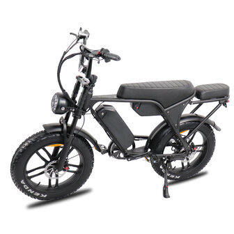 C80 Max Fatbike - Dubbele Accu - Zwart + alarm + voetsteunen + kettingkast + tas + telefoonhouder