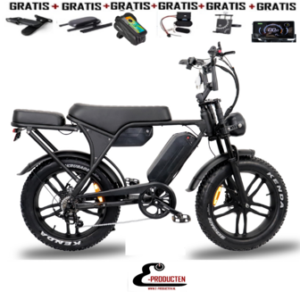 C80 Max Fatbike - Dubbele Accu - Zwart + alarm + voetsteunen + kettingkast + tas + telefoonhouder