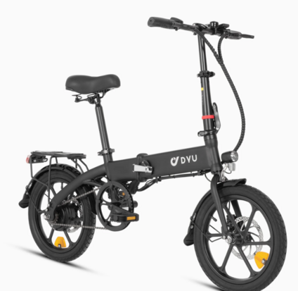 DYU A1F Elektrische stadsfiets 16 Inch 250W Motor 25Km / h Snelheid 36V 7.5Ah Batterij Dubbele mechanische schijfrem 120KG Max. belasting Opvouwbare e-bike - Zwart