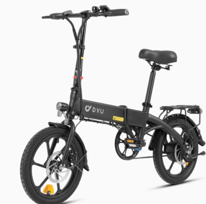 DYU A1F Elektrische stadsfiets 16 Inch 250W Motor 25Km / h Snelheid 36V 7.5Ah Batterij Dubbele mechanische schijfrem 120KG Max. belasting Opvouwbare e-bike - Zwart