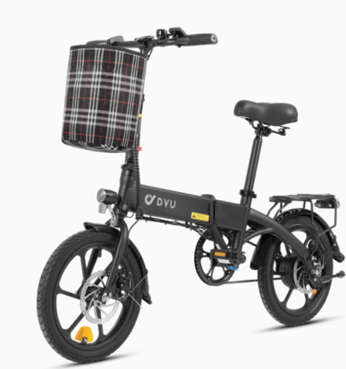 DYU A1F Elektrische stadsfiets 16 Inch 250W Motor 25Km / h Snelheid 36V 7.5Ah Batterij Dubbele mechanische schijfrem 120KG Max. belasting Opvouwbare e-bike - Zwart