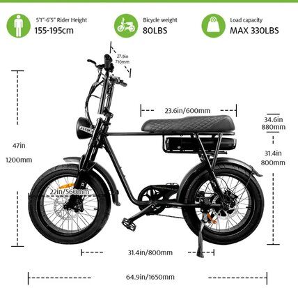 EB2 fatbike afmetingen