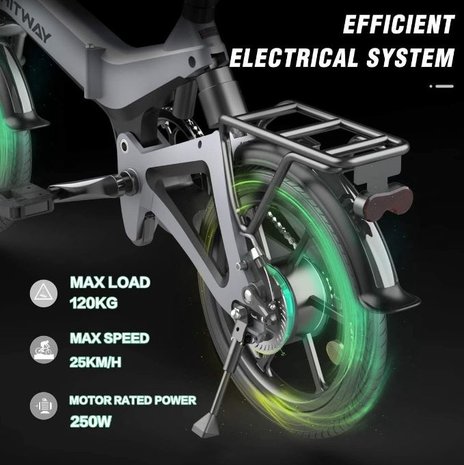 Hitway elektrische fiets 16'' 7,5Ah 250W  grijs of zwart 16EBK2