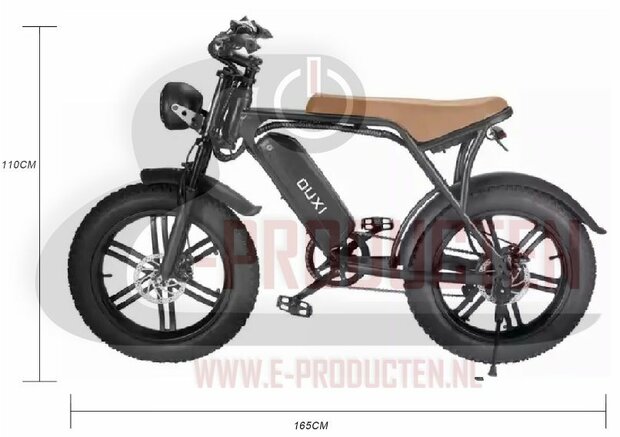 OUXI V8 15 AH Elektrische fat bike bruine zadel
