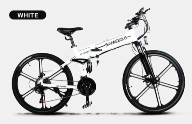 SAMEBIKE LO26-II 500W Opvouwbare elektrische mountainbike 21 versnellingen 48V/10 Ah j 30 km/u wit