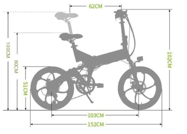 Eco-Flying F501 Elektrische Vouwfiets van - 20 Inch banden - Shimano 7-speed Schakelsysteem