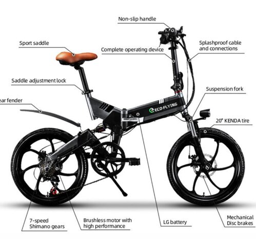 Eco Flying F501 250W 10AH -Elektrische fiets blauw