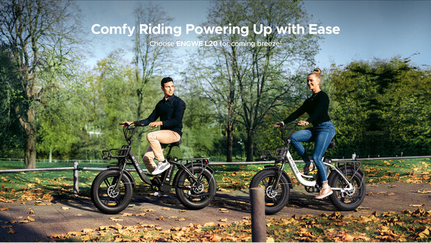 Engwe L20 - 20 INCH - Elektrische fatbike- Lage instap- 4 kleuren -- Achter en voorrek - Multifunctioneel 
