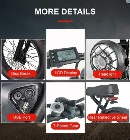 C91 20 INCH Fatbike 20AH Elektrische fat bike zwarte zadel VOORRAAD!! ACTIE 250W