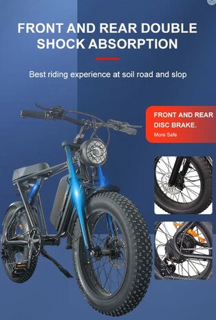 C91 20 INCH Fatbike 20AH Elektrische fat bike zwarte zadel VOORRAAD!! ACTIE 250W