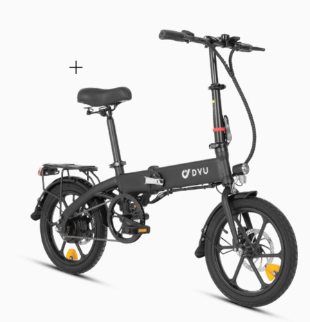 DYU A1F Elektrische stadsfiets 16 Inch 250W Motor 25Km / h Snelheid 36V 7.5Ah Batterij Dubbele mechanische schijfrem 120KG Max. belasting Opvouwbare e-bike - Zwart