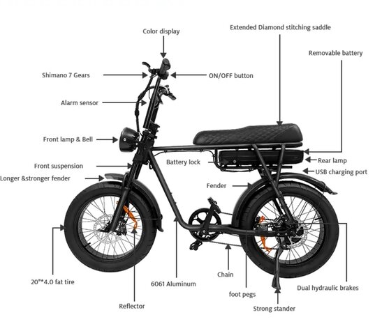 EB2 - Fatbike - Zwart- Gratis extra's 