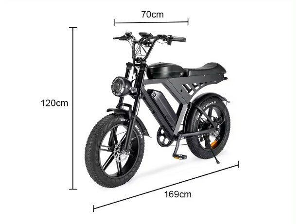 V30 30 AH Elektrische fat bike dubbele accu - 2024 MODEL - 250W zwart