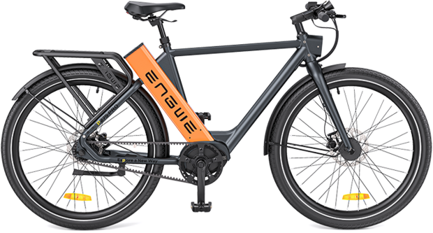 ENGWE P275 Pro- elektrische stadsfiets met bafang midden motor- - 19.2 AH- Oranje Zwart - Carbon ketting