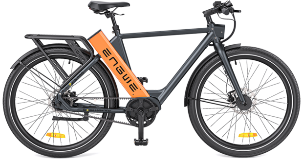 ENGWE P275 Pro- elektrische stadsfiets met bafang midden motor- - 19.2 AH- Oranje Zwart - Carbon ketting