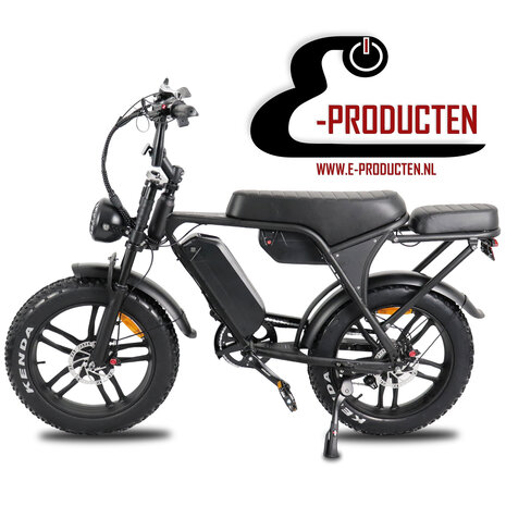 C80 Max Fatbike - Dubbele Accu - Zwart + alarm + voetsteunen + kettingkast + tas + telefoonhouder