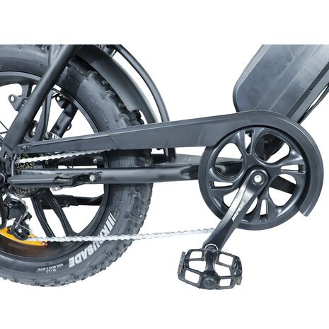 C80 Max Fatbike - Dubbele Accu - Zwart + alarm + voetsteunen + kettingkast + tas + telefoonhouder