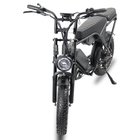 C80 Max Fatbike - Dubbele Accu - Zwart + alarm + voetsteunen + kettingkast + tas + telefoonhouder
