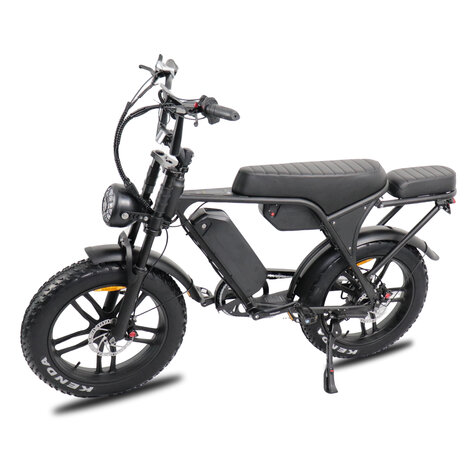 C80 Max Fatbike - Dubbele Accu - Zwart + alarm + voetsteunen + kettingkast + tas + telefoonhouder
