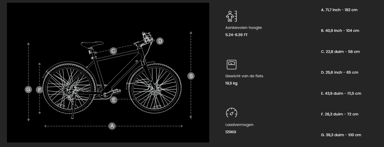 Elektrische Stadsfiets | DYU Stroll 1 | 38C Vlakke lucht Banden | 9 AH / 250W | 25 km/u / 30-40 km Bereik | 700C ( 28 inch) | Superlicht | Mechanische rem | Zwart / Grijs | Geen vering, max 120 kg - Afbeelding 20