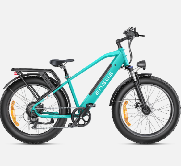 Elektrische Fatbike | Engwe E26 | 4.0 off-road Banden | 16 AH / 250W | 25 km/u / 55-70 km Bereik | 26 inch | Sterke achterrek, hoog model | Hydraulische remmen | Grijs / Blauw / Geel | Dubbele vering, max 150 kg - Afbeelding 13