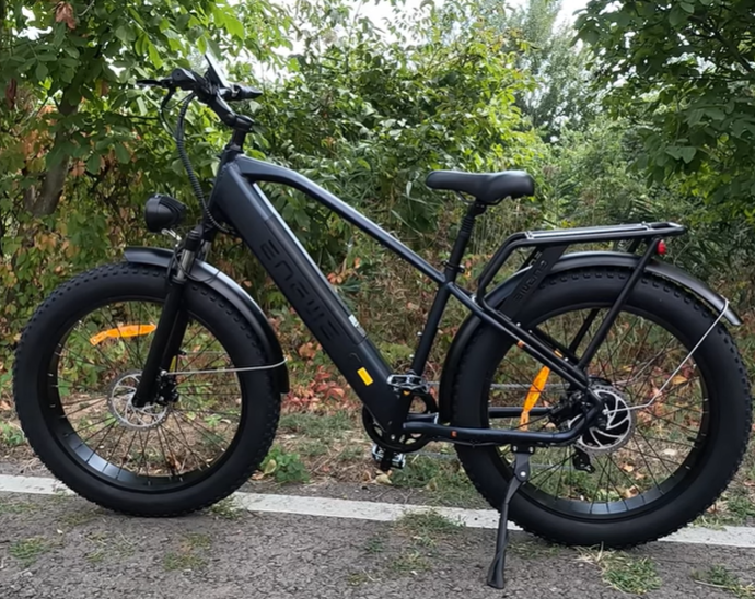Elektrische Fatbike | Engwe E26 | 4.0 off-road Banden | 16 AH / 250W | 25 km/u / 55-70 km Bereik | 26 inch | Sterke achterrek, hoog model | Hydraulische remmen | Grijs / Blauw / Geel | Dubbele vering, max 150 kg - Afbeelding 16